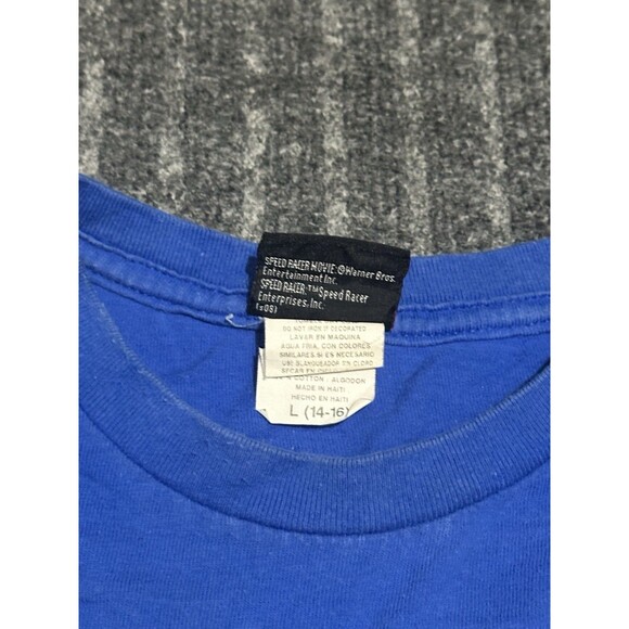Vintage Speed Racer Shirt Youth Kid SL 14-16 Blue Graphic‎ Short Sleeve Y2K - Picture 4 of 5